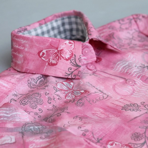 Рубашка «Бабочки на розовом» фото 4
