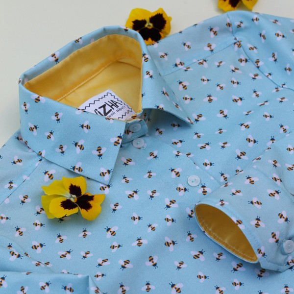Рубашка «Пчелки на бирюзовом»