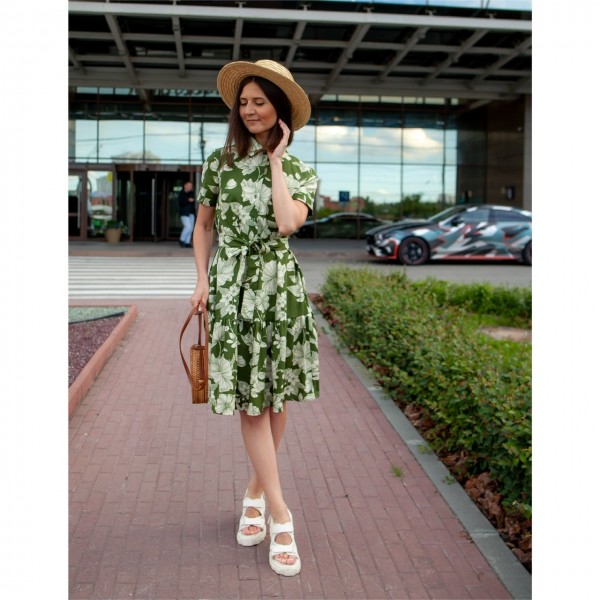 Платье с воланом «Сочная зелень» фото 4