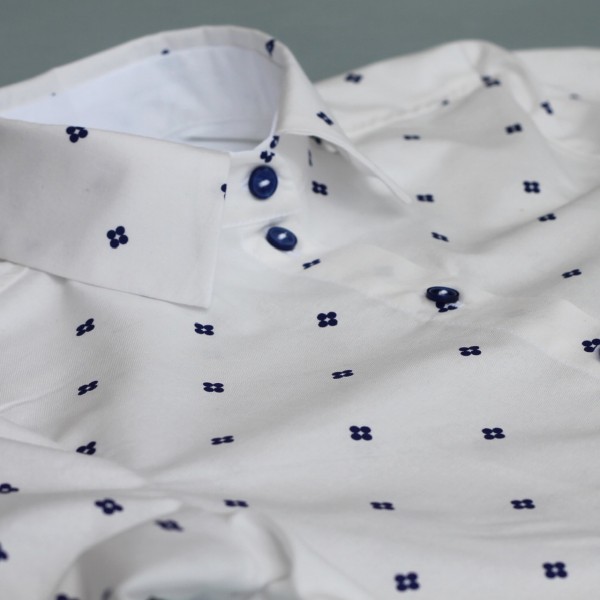 Рубашка «Белая с синим узором» фото 2