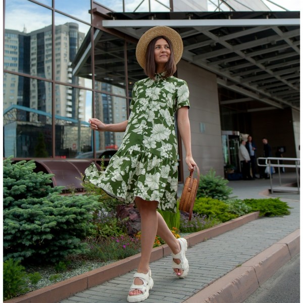 Платье с воланом «Сочная зелень» фото 1