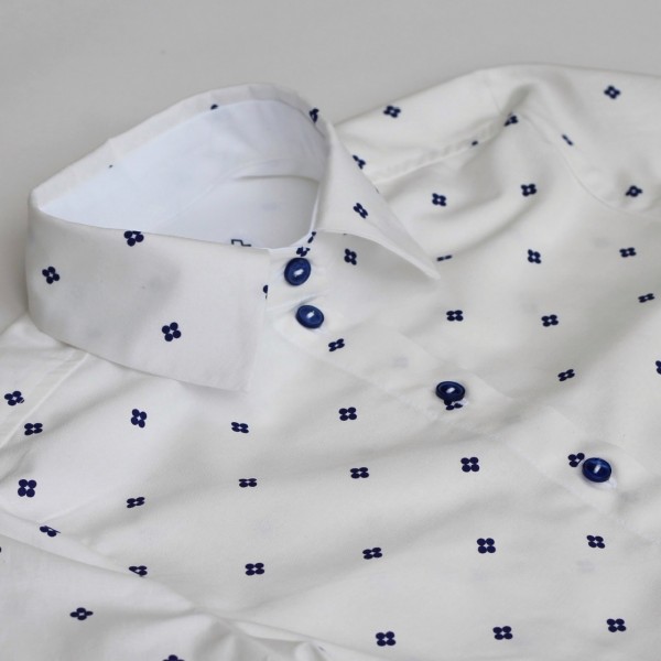 Рубашка «Белая с синим узором» фото 3